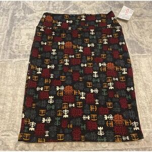 New WOMEN'S LULAROE CASSIE BLACK MULTICOLOR PRINT STRETCHY PENCIL SKIRT SZ SMALL